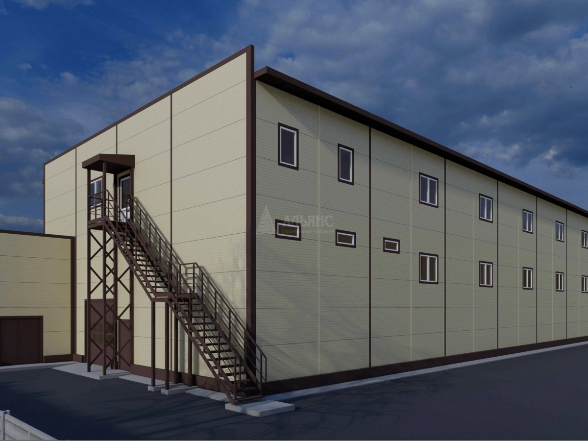 3D визуализация Цех с АБК из сэндвич-панелей - фото 4