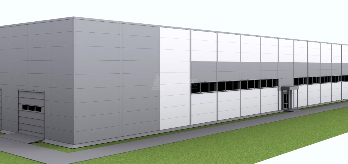 3D визуализация Производственное здание с АБК из сэндвич-панелей - фото 2